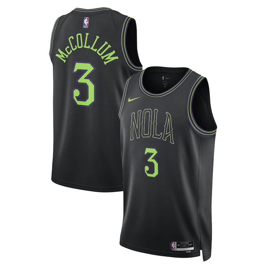 Men New Orleans Pelicans 3 CJ McCollum Nike Black City Edition 2023-24 Swingman NBA Jersey